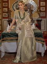 Tusser Silk Light Green Traditional Wear Printed Saree